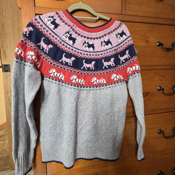 Holiday Times Sweater Size Medium Metallic Gray Dog Theme Fair Isle Christmas - Picture 6 of 6
